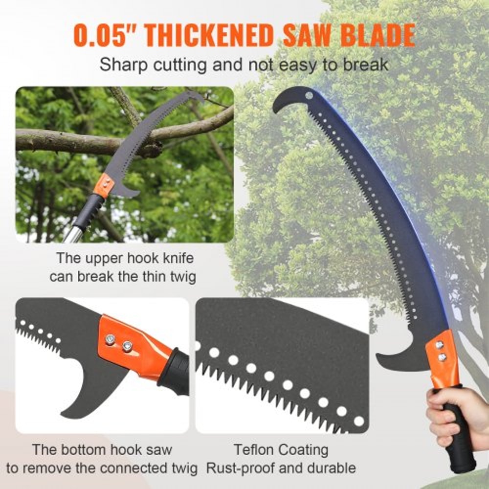 27FT Extendable Tree Pruner Pole Saw With Fiberglass Handles For High Branch Trimming 3