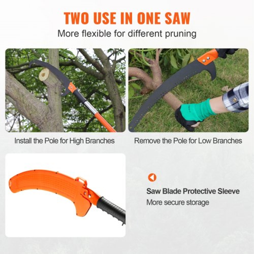 27FT Extendable Tree Pruner Pole Saw With Fiberglass Handles For High Branch Trimming 4