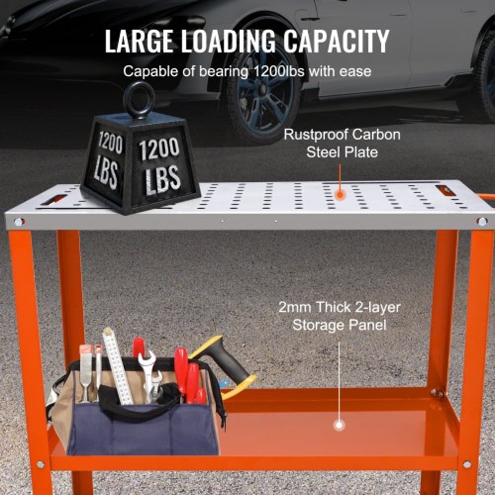 HeavyDuty Welding Table With Wheels 1200 Lb Capacity Steel Welding Workbench 2