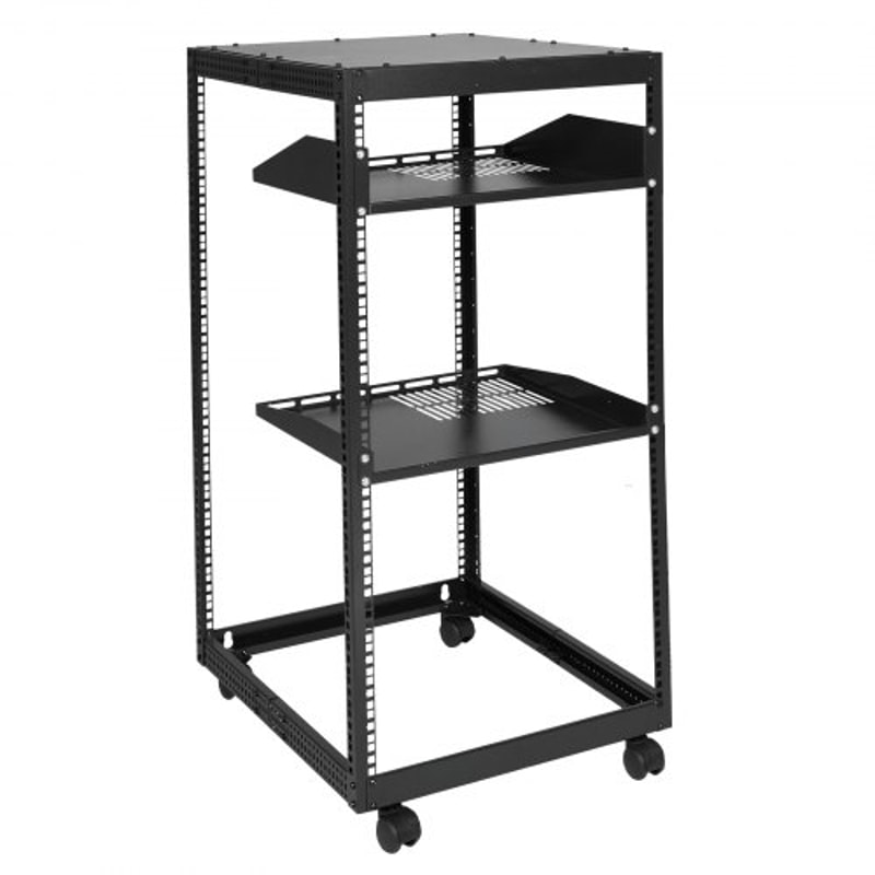 20U Open Frame Server Rack Adjustable Depth Network Cabinet With Casters Wall Mount Design 9