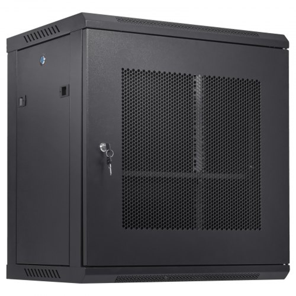 12U Wall Mount Server Cabinet With Locking Glass Door 155 Deep Network Rack Enclosure For IT AV Eq 0