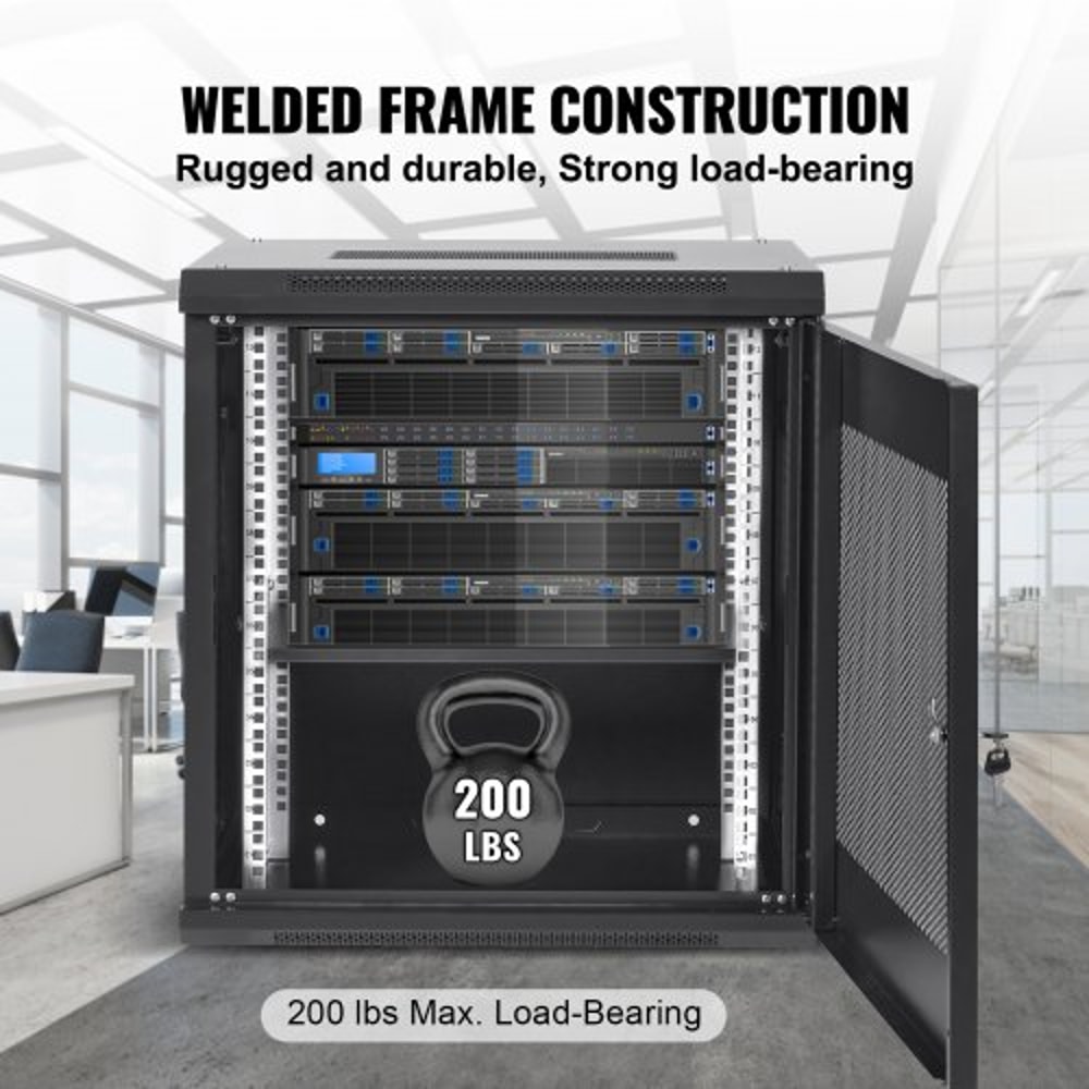 12U Wall Mount Server Cabinet With Locking Glass Door 155 Deep Network Rack Enclosure For IT AV Eq 4