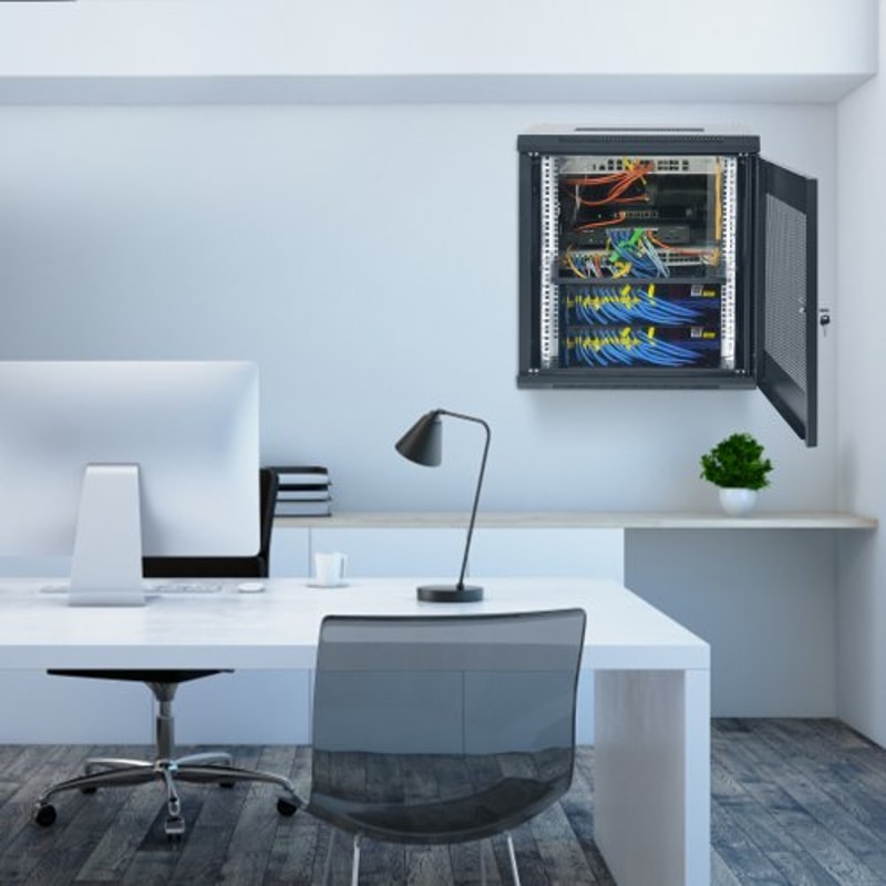 12U Wall Mount Server Cabinet With Locking Glass Door 155 Deep Network Rack Enclosure For IT AV Eq 6