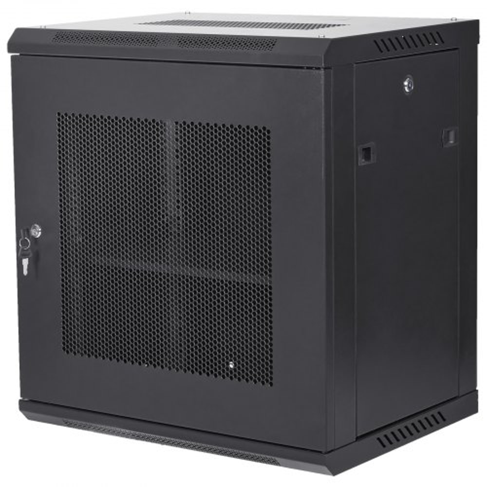 12U Wall Mount Server Cabinet With Locking Glass Door 155 Deep Network Rack Enclosure For IT AV Eq 7