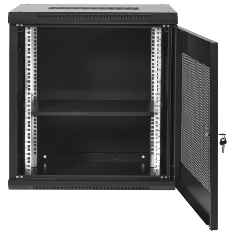 12U Wall Mount Server Cabinet With Locking Glass Door 155 Deep Network Rack Enclosure For IT AV Eq 9