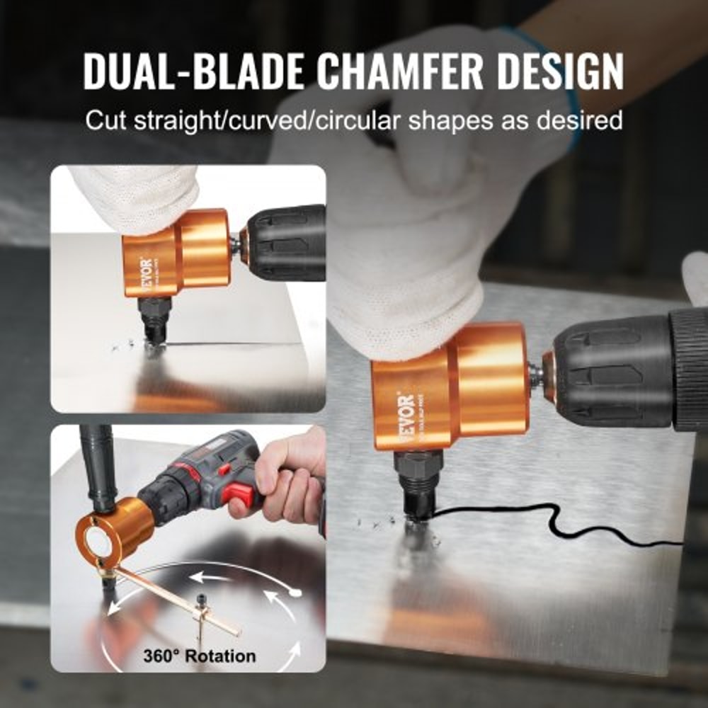 Double Head Sheet Metal Nibbler Cutter Drill Attachment For Precision Curves Circles Straight Cuts 3