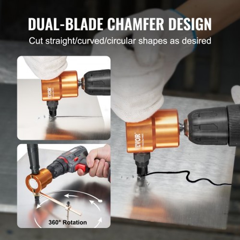 Double Head Sheet Metal Nibbler Cutter Drill Attachment For Precision Curves Circles Straight Cuts 3