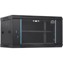 6u wall mount network cabinet with locking glass door, 15.5" deep server rack cabinet