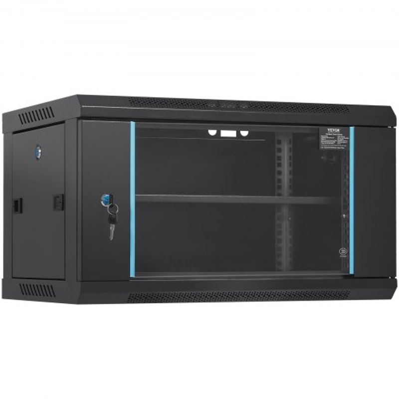 6U Wall Mount Network Cabinet With Locking Glass Door 155 Deep Server Rack Cabinet 0
