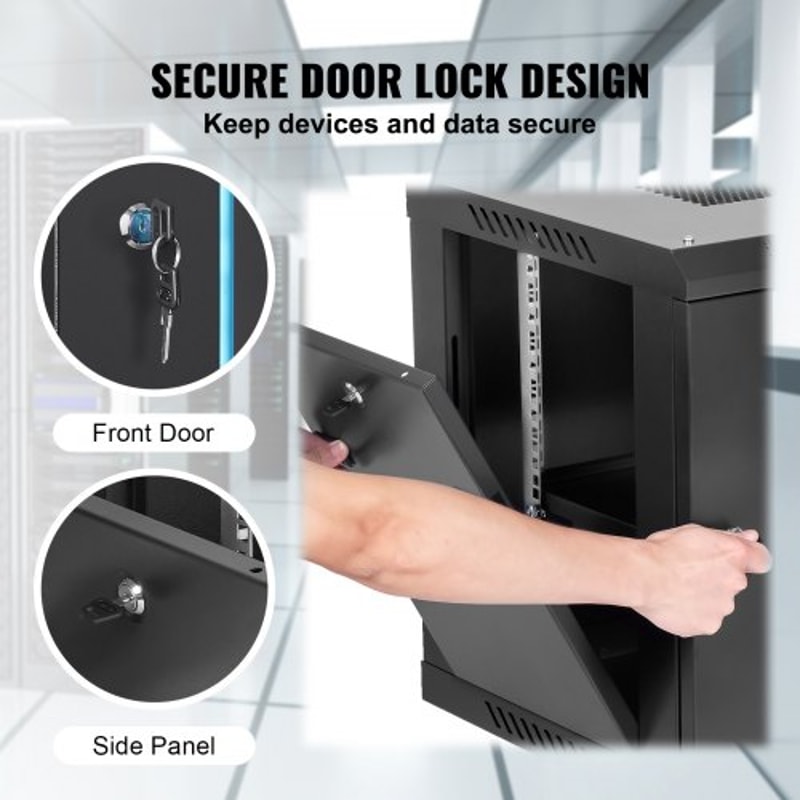 6U Wall Mount Network Cabinet With Locking Glass Door 155 Deep Server Rack Cabinet 4