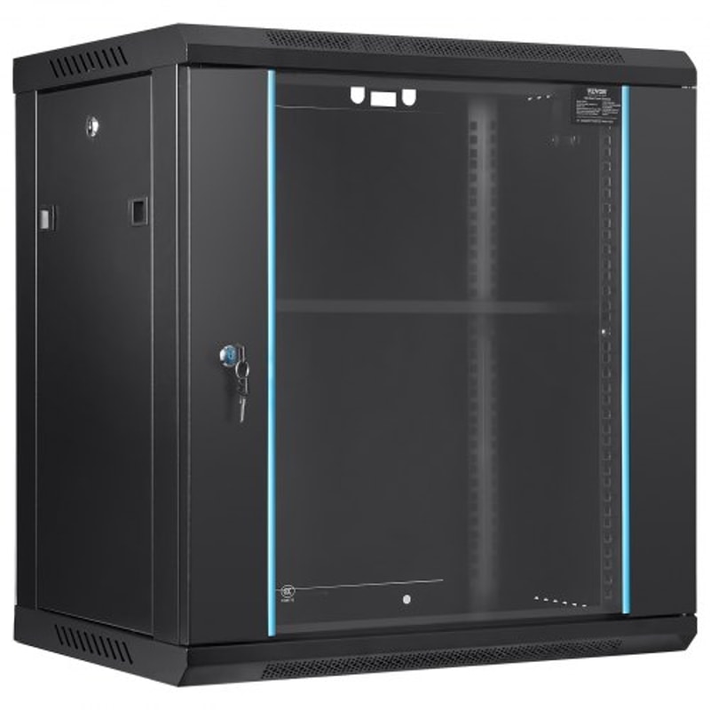 12U Wall Mount Server Cabinet With Locking Glass Door 155 Deep Network Rack Enclosure 0