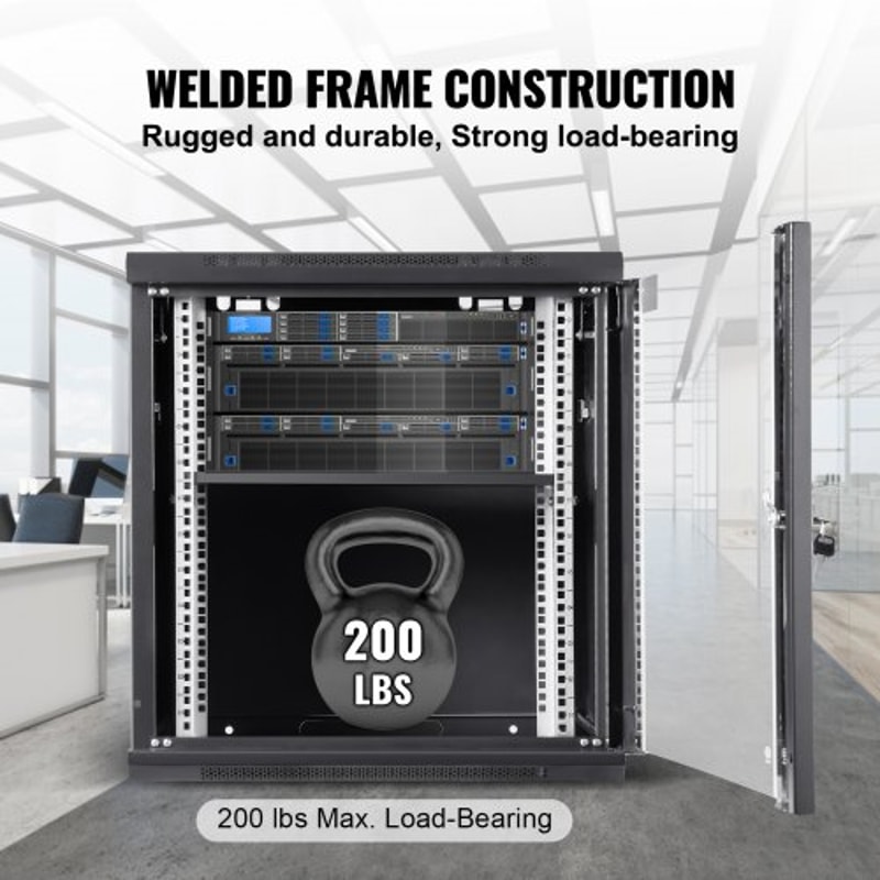 12U Wall Mount Server Cabinet With Locking Glass Door 155 Deep Network Rack Enclosure 3