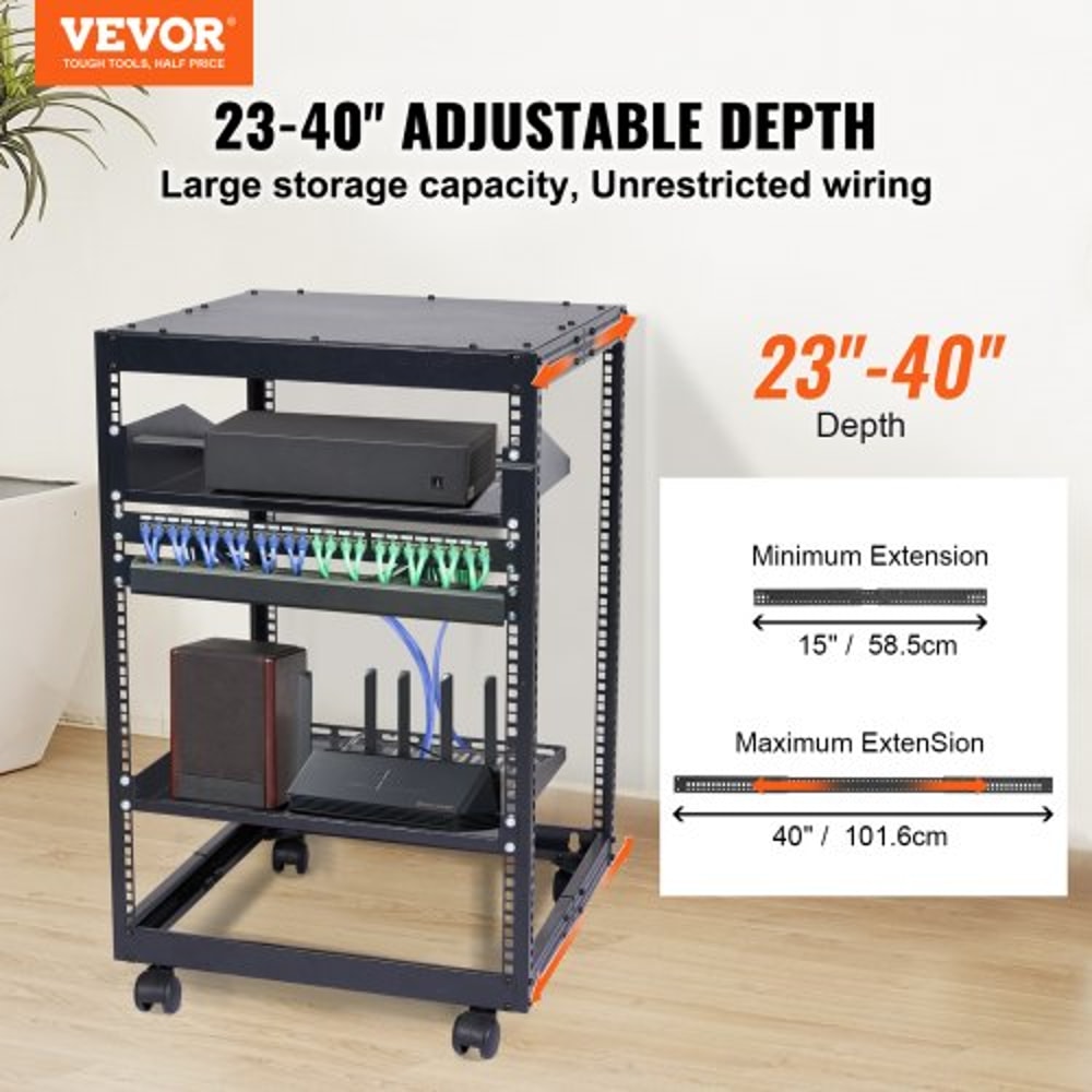 15U Open Frame Server Rack With Adjustable Depth Wall Mount Or Free Standing Network Rack 1