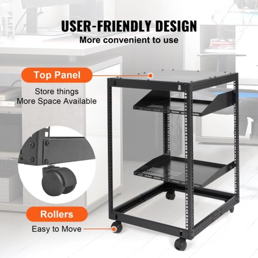 15U Open Frame Server Rack With Adjustable Depth Wall Mount Or Free Standing Network Rack 4