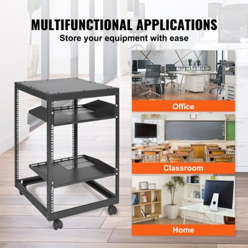 15U Open Frame Server Rack With Adjustable Depth Wall Mount Or Free Standing Network Rack 5