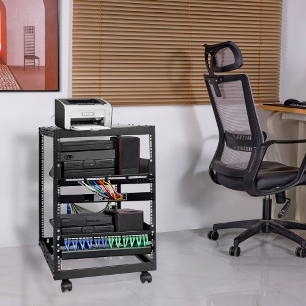 15U Open Frame Server Rack With Adjustable Depth Wall Mount Or Free Standing Network Rack 6