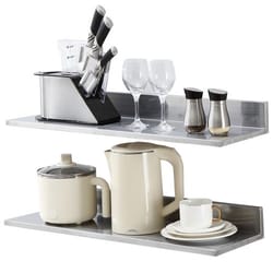 stainless steel wall shelf 2-pack with backsplash, heavy duty wall mounted shelf for kitchen storage