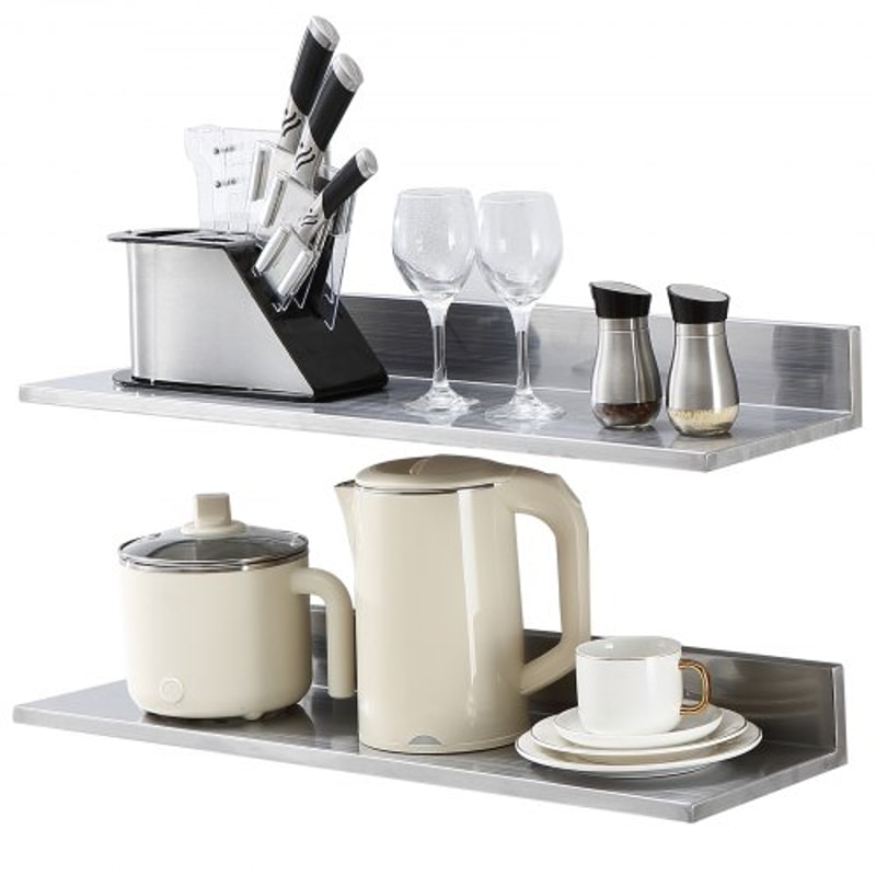 Stainless Steel Wall Shelf 2Pack With Backsplash Heavy Duty Wall Mounted Shelf For Kitchen Storage 0