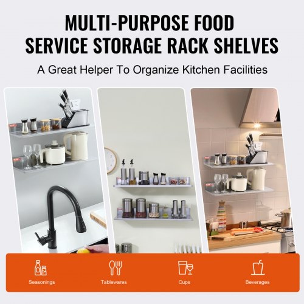 Stainless Steel Wall Shelf 2Pack With Backsplash Heavy Duty Wall Mounted Shelf For Kitchen Storage 5