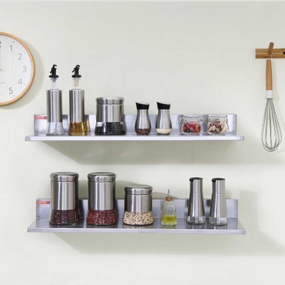 Stainless Steel Wall Shelf 2Pack With Backsplash Heavy Duty Wall Mounted Shelf For Kitchen Storage 6