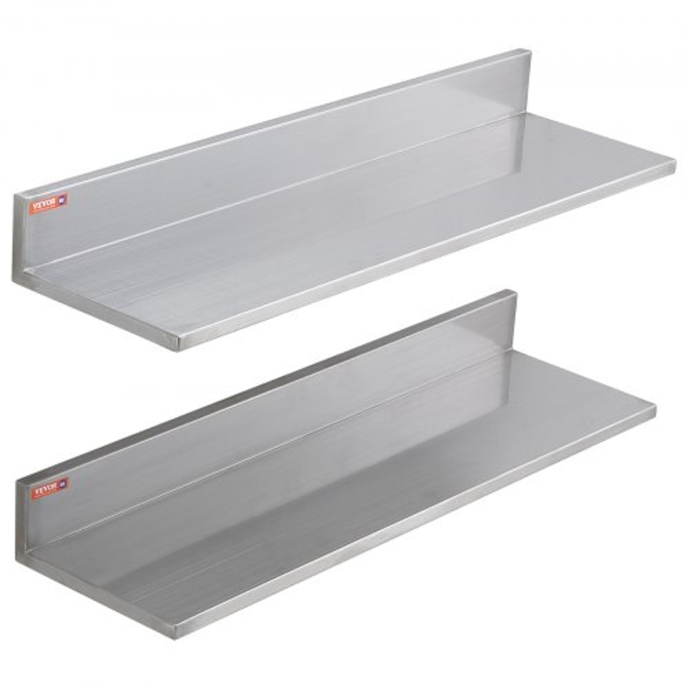 Stainless Steel Wall Shelf 2Pack With Backsplash Heavy Duty Wall Mounted Shelf For Kitchen Storage 7