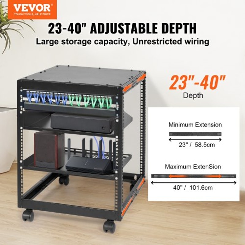 12U Open Frame Server Rack With Adjustable Depth Wall Mount Or FreeStanding AV Network Rack 1