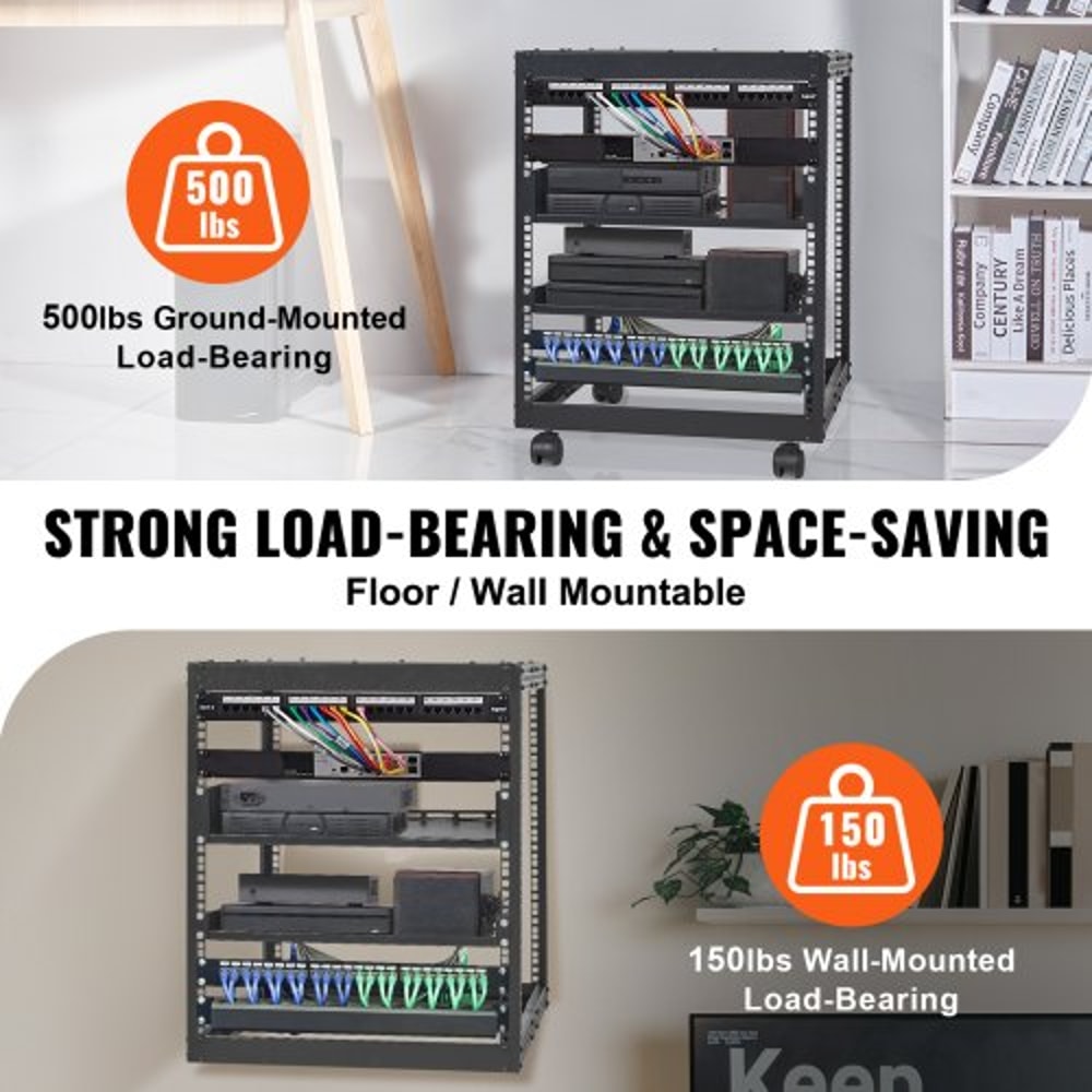 12U Open Frame Server Rack With Adjustable Depth Wall Mount Or FreeStanding AV Network Rack 2