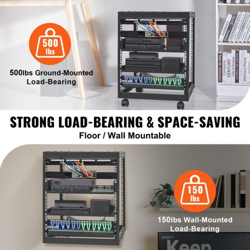 12U Open Frame Server Rack With Adjustable Depth Wall Mount Or FreeStanding AV Network Rack 2