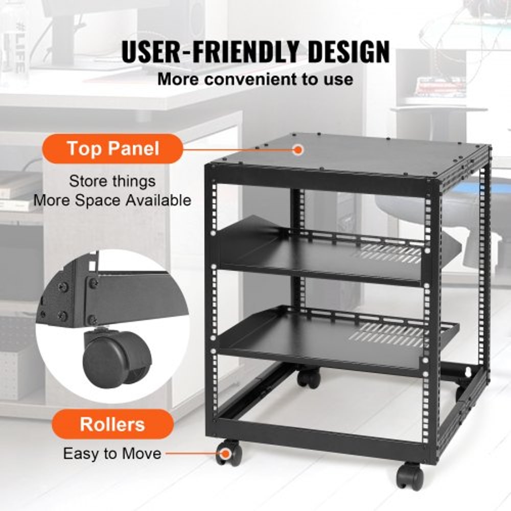 12U Open Frame Server Rack With Adjustable Depth Wall Mount Or FreeStanding AV Network Rack 4
