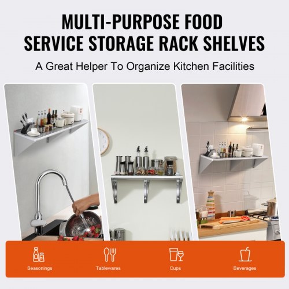 Stainless Steel Wall Shelf HeavyDuty Wall Mounted Shelf With 500 Lb Capacity 5