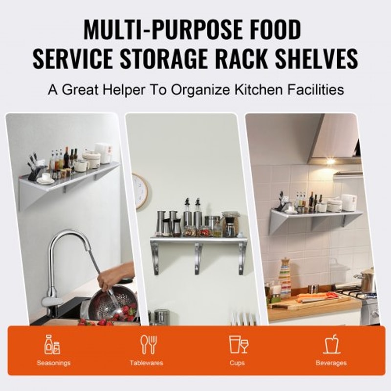 Stainless Steel Wall Shelf HeavyDuty Wall Mounted Shelf With 500 Lb Capacity 5