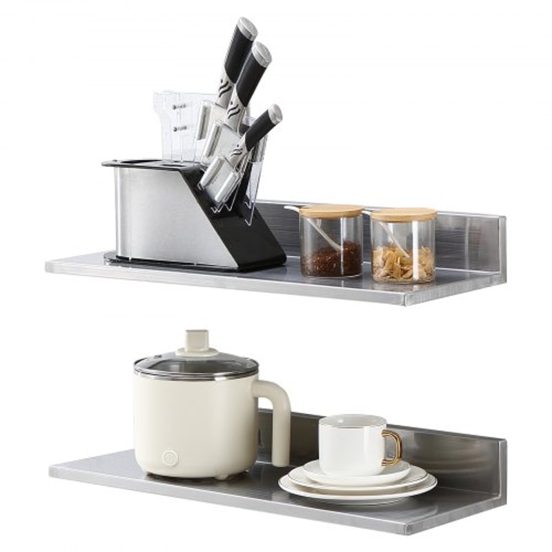 Stainless Steel Wall Shelf 2Pack With Backsplash Heavy Duty Floating Storage Rack For Kitchen Rest 0
