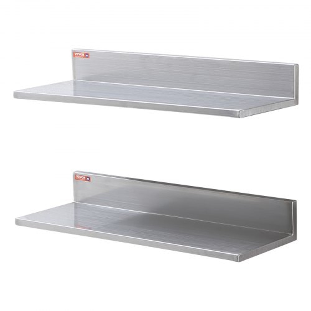 Stainless Steel Wall Shelf 2Pack With Backsplash Heavy Duty Floating Storage Rack For Kitchen Rest 8