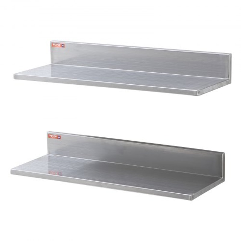 Stainless Steel Wall Shelf 2Pack With Backsplash Heavy Duty Floating Storage Rack For Kitchen Rest 9