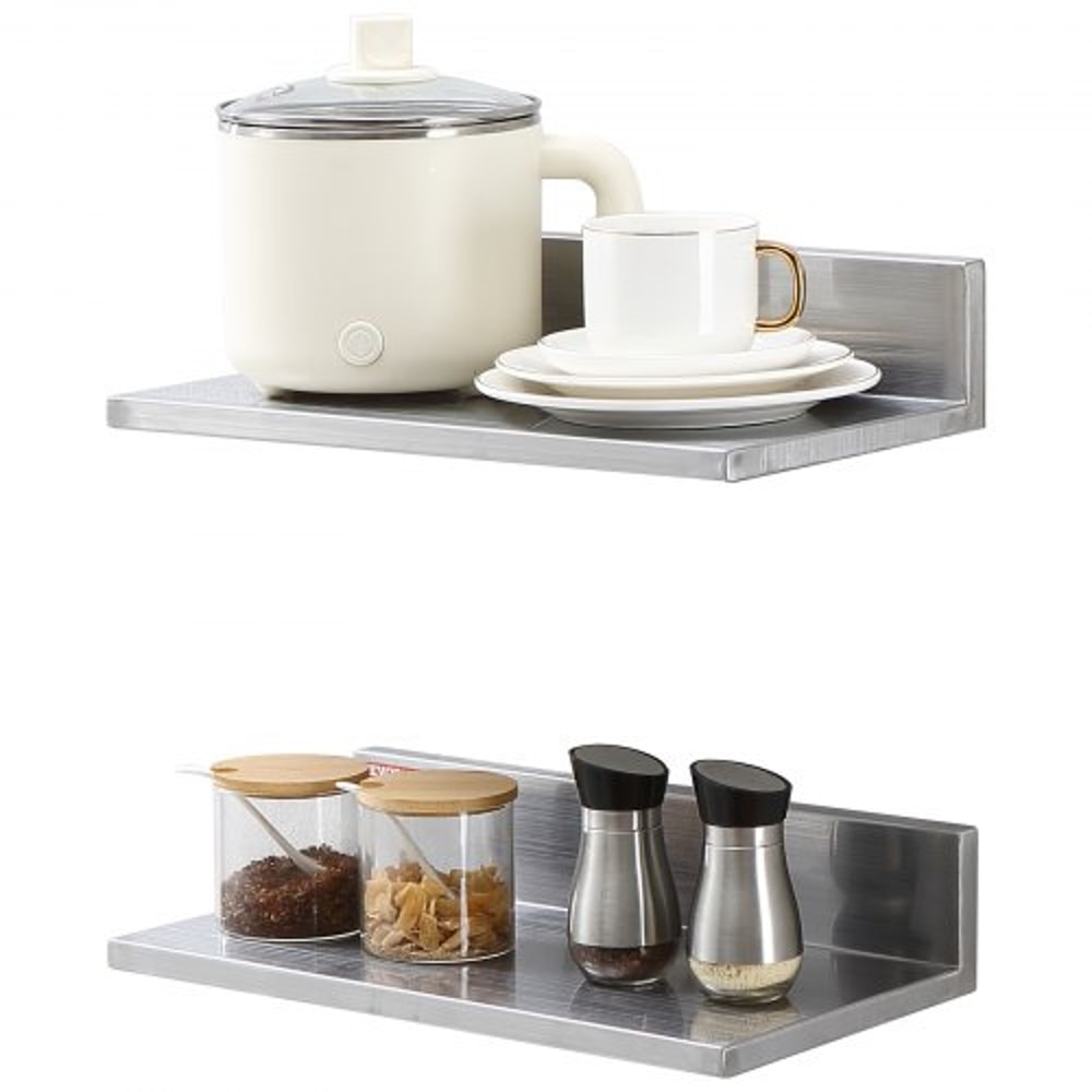 Stainless Steel Wall Shelf 2 Pack With Backsplash Heavy Duty Wall Mounted Shelf For Kitchen Storage 0