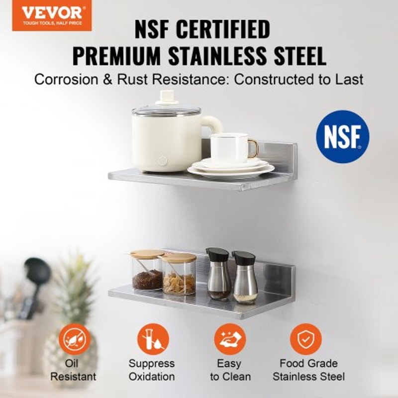 Stainless Steel Wall Shelf 2 Pack With Backsplash Heavy Duty Wall Mounted Shelf For Kitchen Storage 1