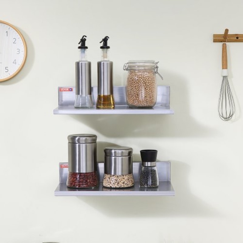 Stainless Steel Wall Shelf 2 Pack With Backsplash Heavy Duty Wall Mounted Shelf For Kitchen Storage 6