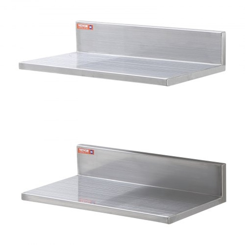 Stainless Steel Wall Shelf 2 Pack With Backsplash Heavy Duty Wall Mounted Shelf For Kitchen Storage 8