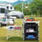 Portable Camping Kitchen Table With Storage Cupboard Windscreen For BBQ RV Outdoor Cooking 6