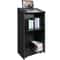 Mobile Wood Podium Stand With Storage Shelves Locking Wheels For Church Office Classroom 0