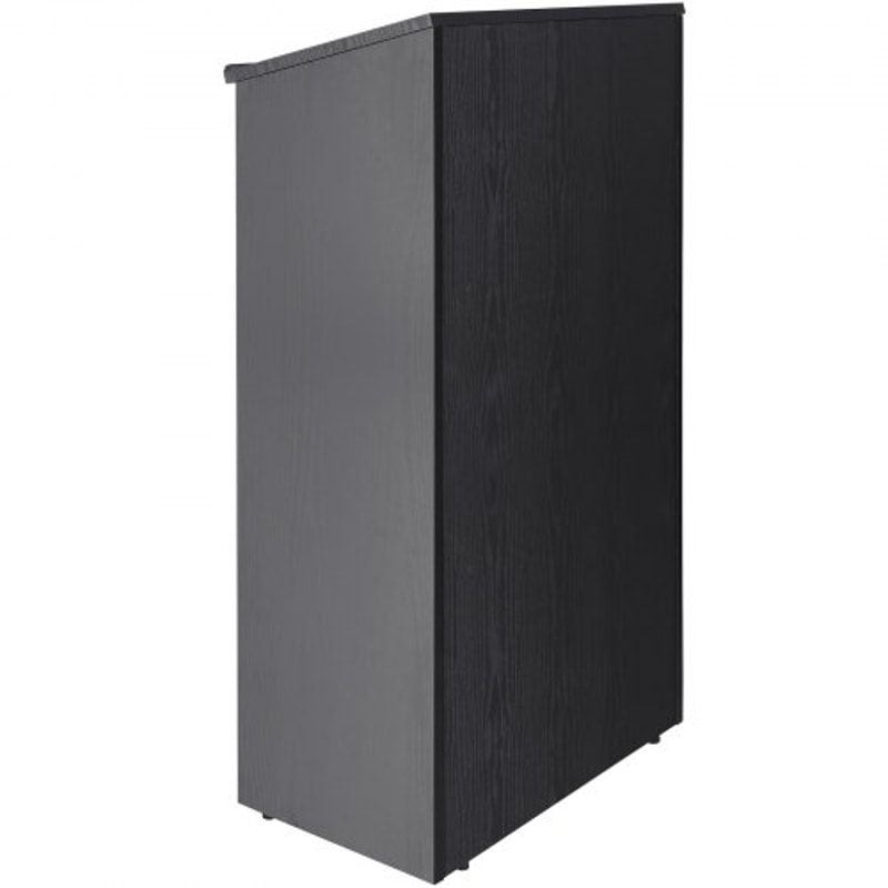 Mobile Wood Podium Stand With Storage Shelves Locking Wheels For Church Office Classroom 8