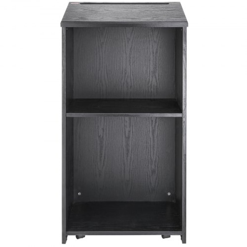 Mobile Wood Podium Stand With Storage Shelves Locking Wheels For Church Office Classroom 9