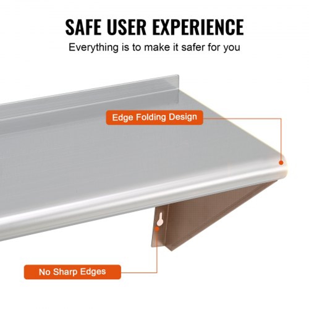 Heavy Duty Stainless Steel Wall Shelf Floating Storage Rack For Kitchen Restaurant 3