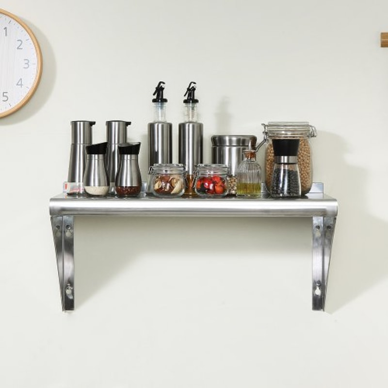 Heavy Duty Stainless Steel Wall Shelf Floating Storage Rack For Kitchen Restaurant 6