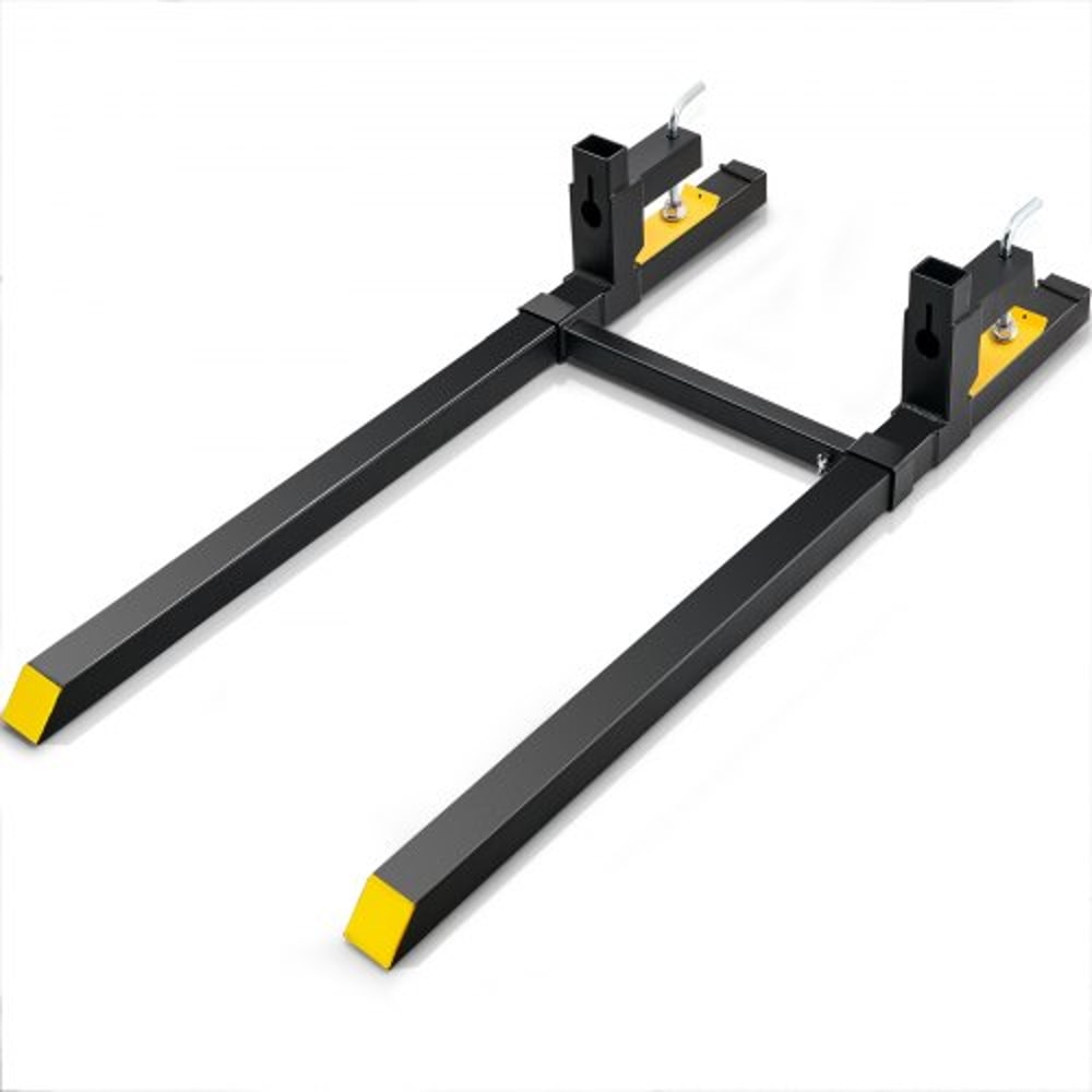 2000 Lb ClampOn Pallet Forks With Adjustable Stabilizer Bar For Tractors Loaders 0