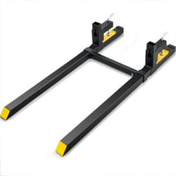 2000 lb clamp-on pallet forks with adjustable stabilizer bar for tractors & loaders