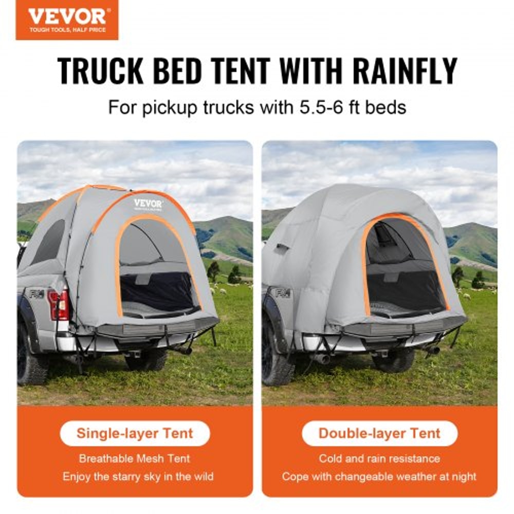 Truck Bed Tent For 23 People Waterproof Pickup Truck Tent With Rainfly Carry Bag 6