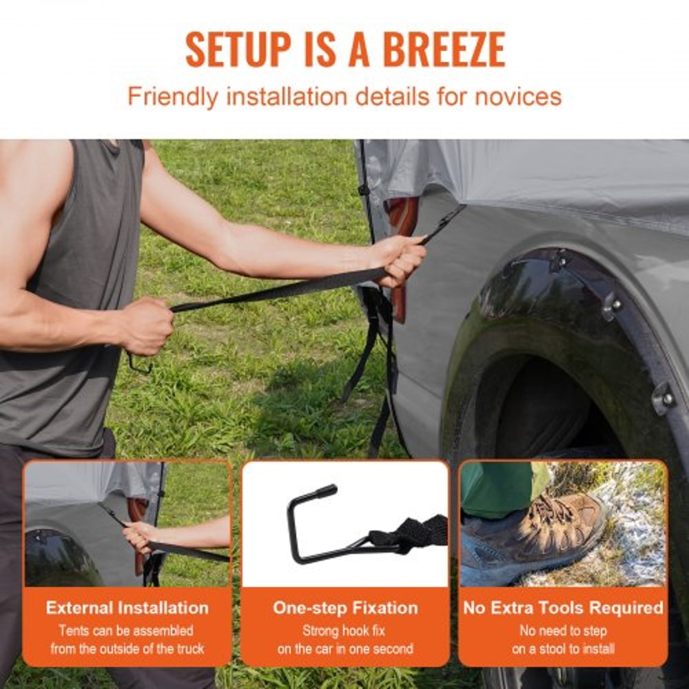 Truck Bed Tent For 23 People Waterproof Pickup Truck Tent With Rainfly Carry Bag 4