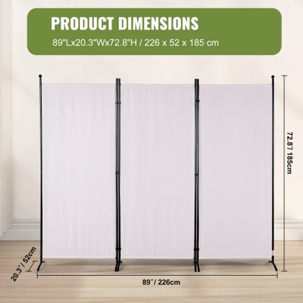 Folding Room Divider Privacy Screen 3 Panel Fabric Partition for Home & Office