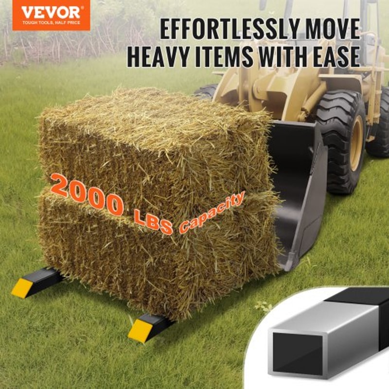 60" Clamp-On Pallet Forks 2000 lb Capacity Heavy-Duty Tractor Bucket Attachment